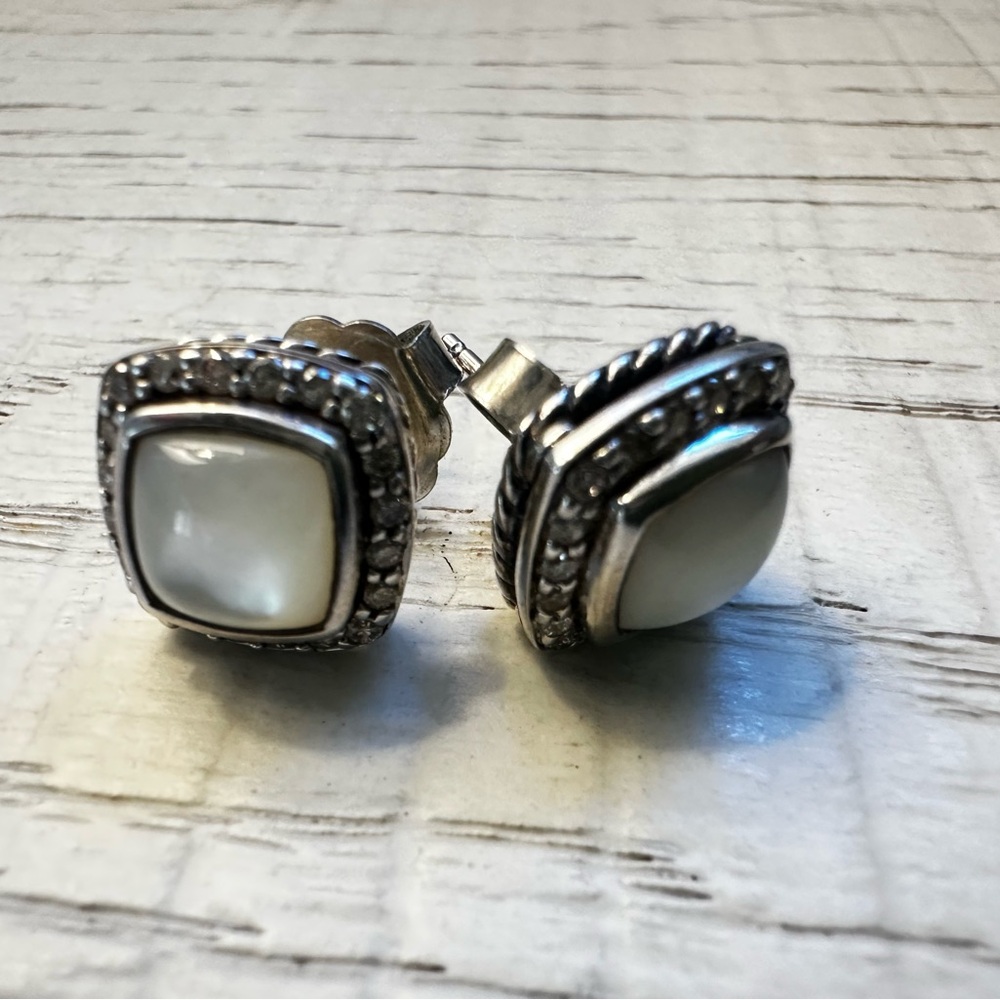David Yurman Pearl and Diamond Earrings